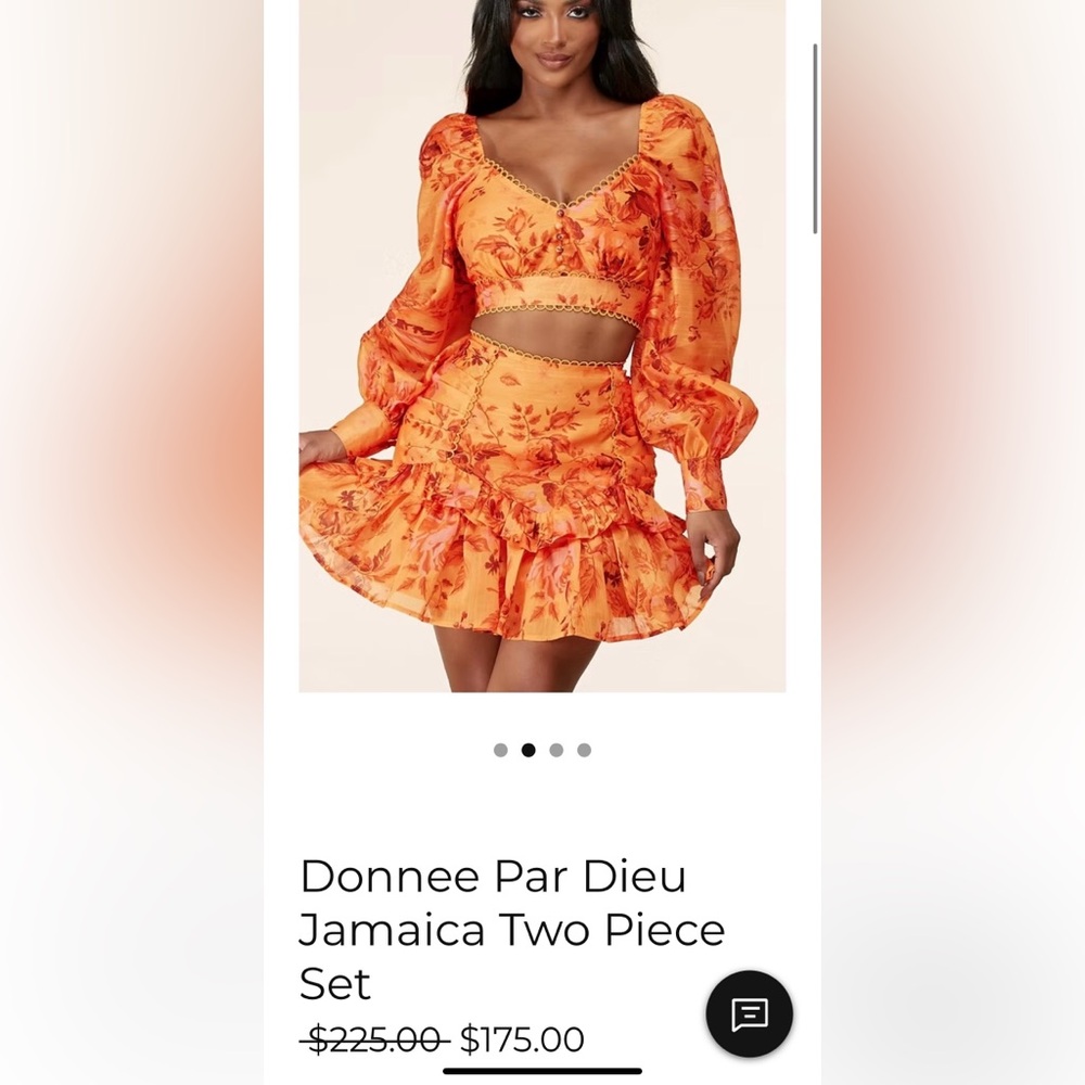 L'ATISTE Vibrant Orange Floral Mini Skirt